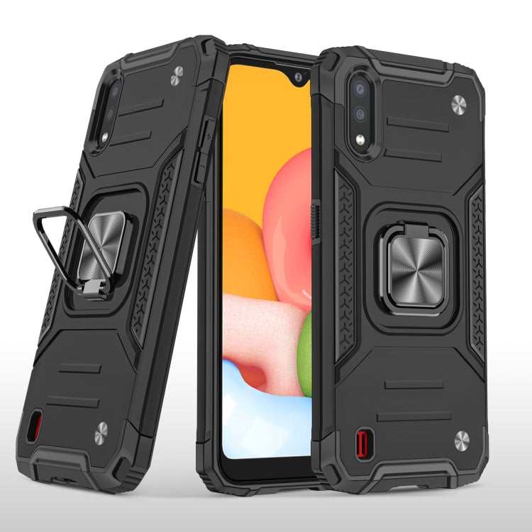 For Samsung Galaxy A01 Magnetic Armor Shockproof TPU + PC Case with Metal Ring Holder