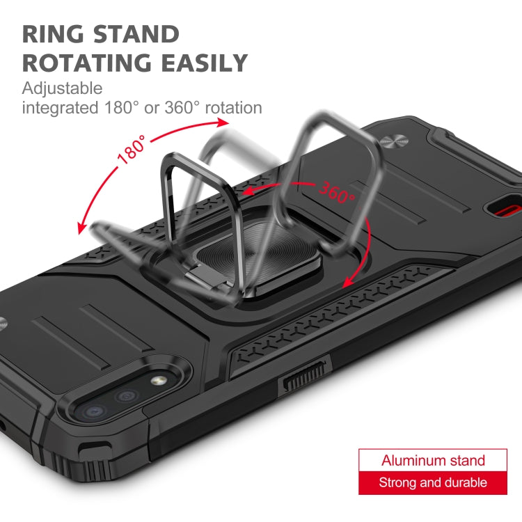 For Samsung Galaxy A01 Magnetic Armor Shockproof TPU + PC Case with Metal Ring Holder