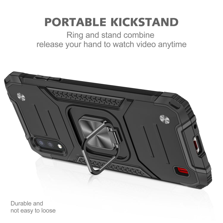 For Samsung Galaxy A01 Magnetic Armor Shockproof TPU + PC Case with Metal Ring Holder