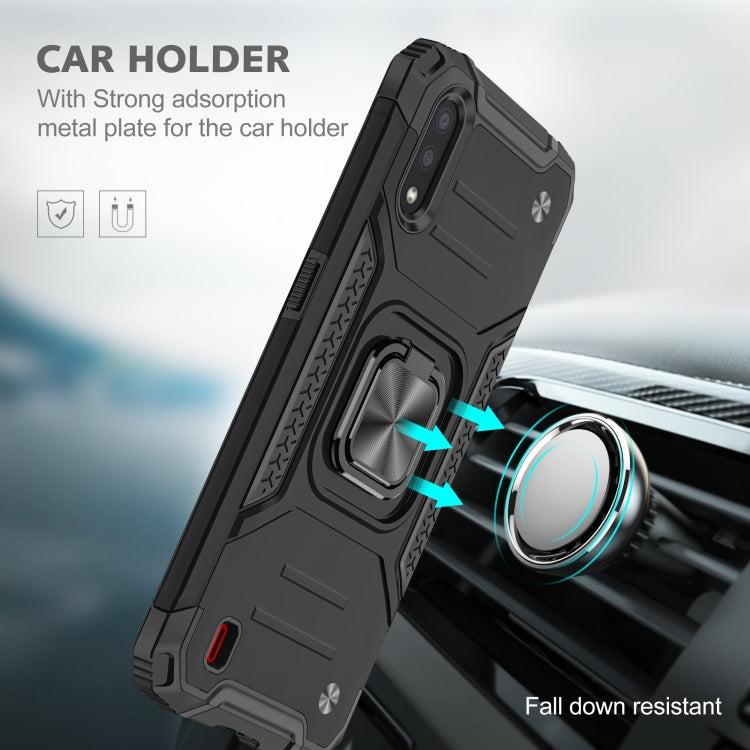 For Samsung Galaxy A01 Magnetic Armor Shockproof TPU + PC Case with Metal Ring Holder