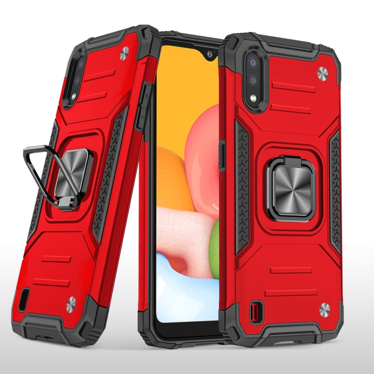 For Samsung Galaxy A01 Magnetic Armor Shockproof TPU + PC Case with Metal Ring Holder