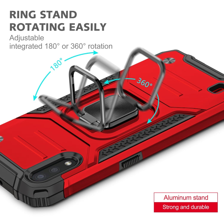 For Samsung Galaxy A01 Magnetic Armor Shockproof TPU + PC Case with Metal Ring Holder