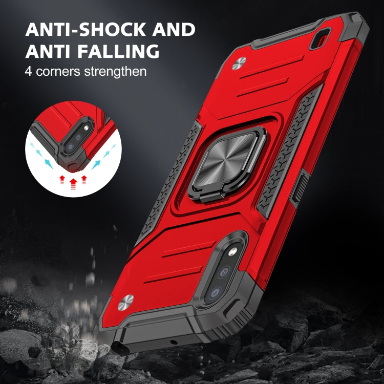 For Samsung Galaxy A01 Magnetic Armor Shockproof TPU + PC Case with Metal Ring Holder