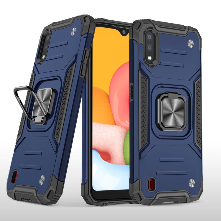 For Samsung Galaxy A01 Magnetic Armor Shockproof TPU + PC Case with Metal Ring Holder