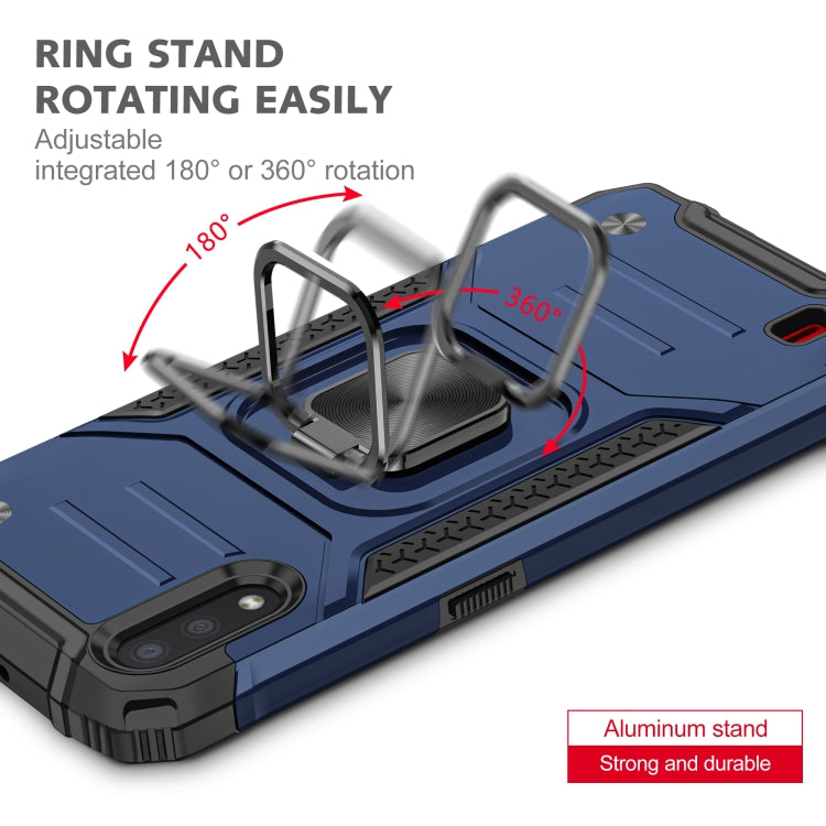 For Samsung Galaxy A01 Magnetic Armor Shockproof TPU + PC Case with Metal Ring Holder