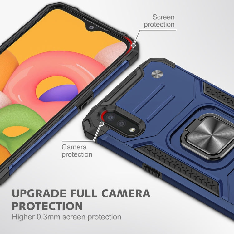 For Samsung Galaxy A01 Magnetic Armor Shockproof TPU + PC Case with Metal Ring Holder