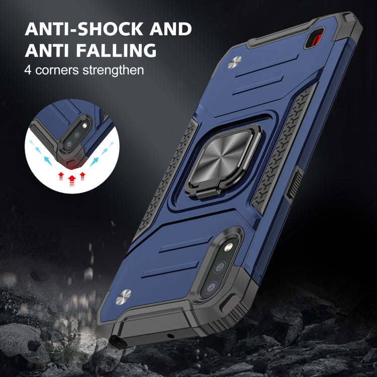 For Samsung Galaxy A01 Magnetic Armor Shockproof TPU + PC Case with Metal Ring Holder