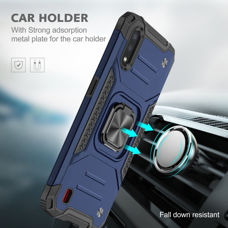 For Samsung Galaxy A01 Magnetic Armor Shockproof TPU + PC Case with Metal Ring Holder