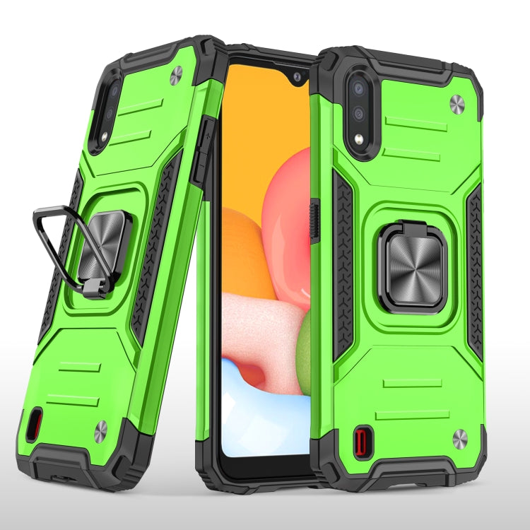 For Samsung Galaxy A01 Magnetic Armor Shockproof TPU + PC Case with Metal Ring Holder