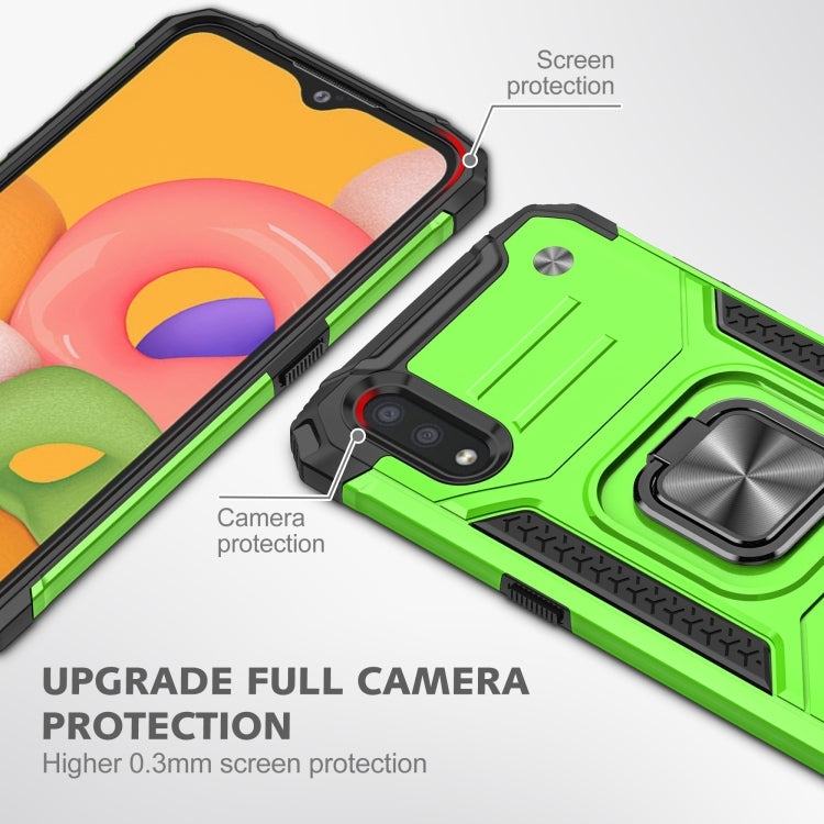 For Samsung Galaxy A01 Magnetic Armor Shockproof TPU + PC Case with Metal Ring Holder