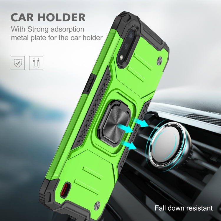 For Samsung Galaxy A01 Magnetic Armor Shockproof TPU + PC Case with Metal Ring Holder