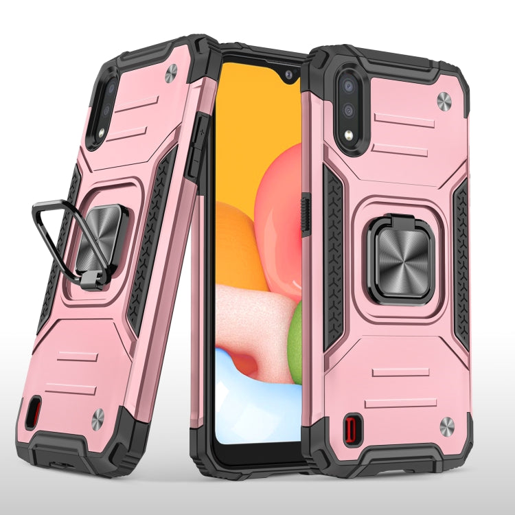 For Samsung Galaxy A01 Magnetic Armor Shockproof TPU + PC Case with Metal Ring Holder