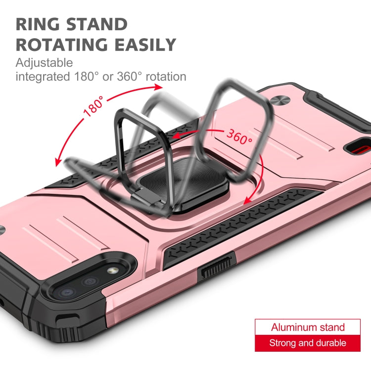 For Samsung Galaxy A01 Magnetic Armor Shockproof TPU + PC Case with Metal Ring Holder