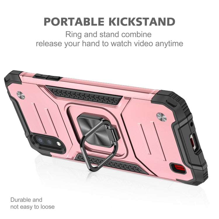 For Samsung Galaxy A01 Magnetic Armor Shockproof TPU + PC Case with Metal Ring Holder
