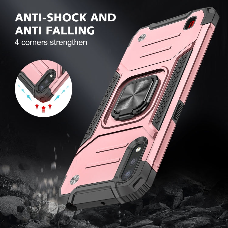For Samsung Galaxy A01 Magnetic Armor Shockproof TPU + PC Case with Metal Ring Holder