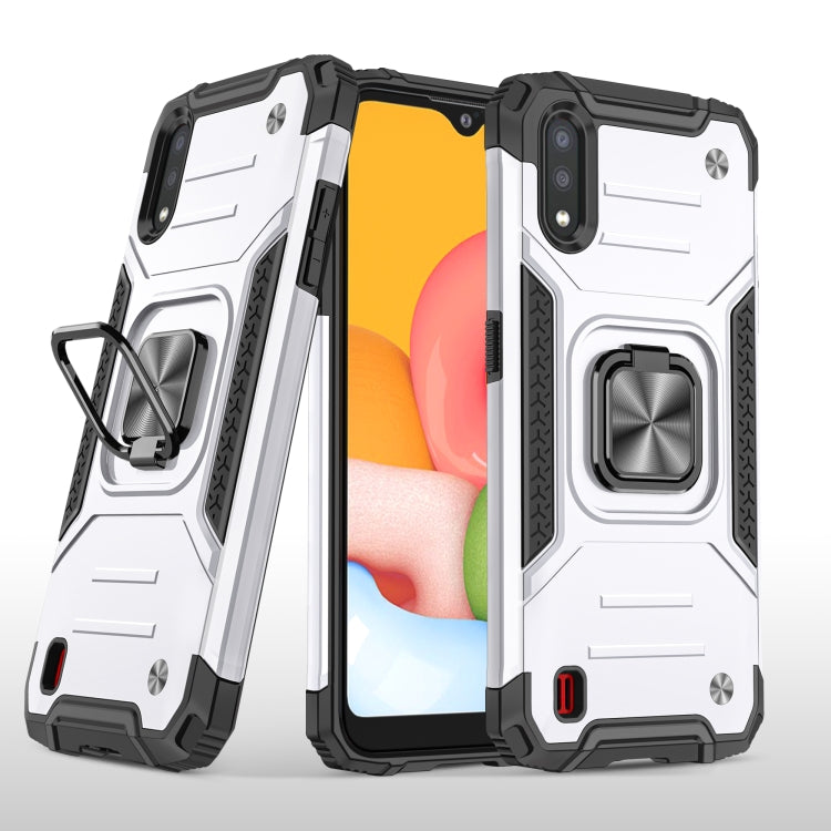 For Samsung Galaxy A01 Magnetic Armor Shockproof TPU + PC Case with Metal Ring Holder