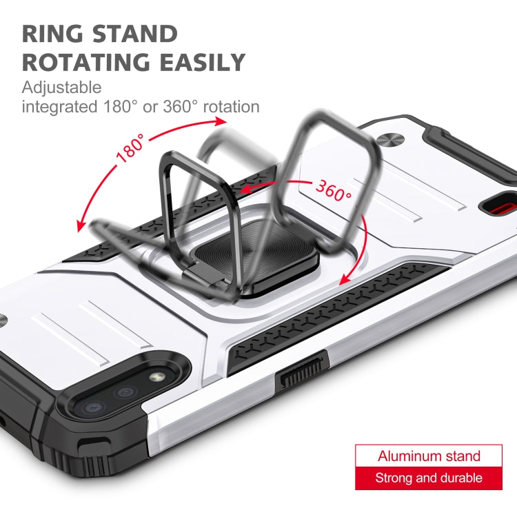 For Samsung Galaxy A01 Magnetic Armor Shockproof TPU + PC Case with Metal Ring Holder