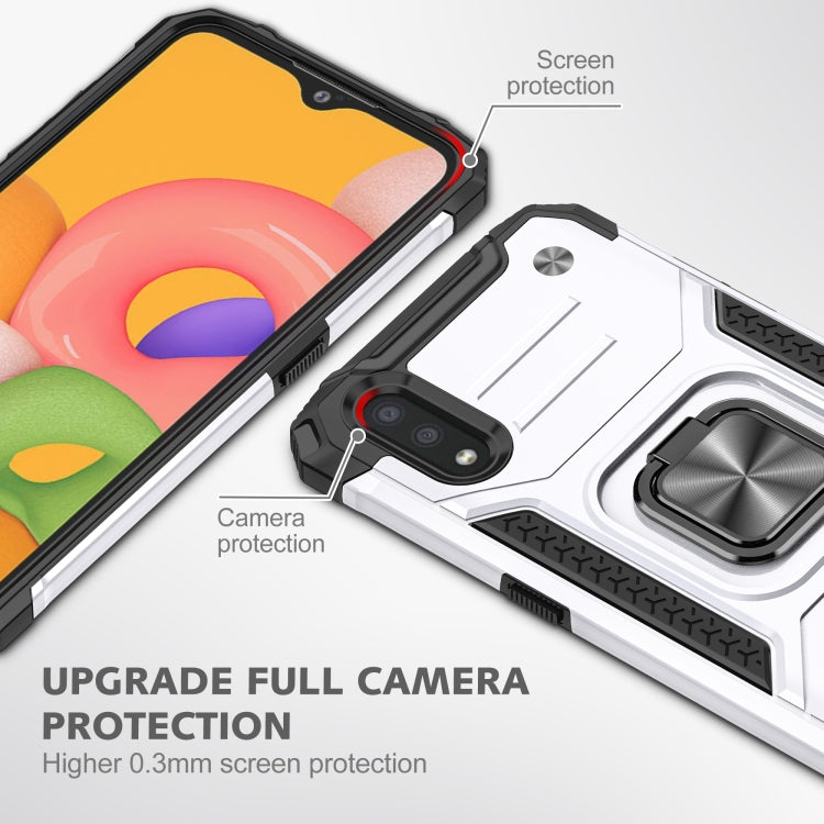 For Samsung Galaxy A01 Magnetic Armor Shockproof TPU + PC Case with Metal Ring Holder