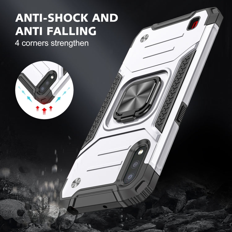 For Samsung Galaxy A01 Magnetic Armor Shockproof TPU + PC Case with Metal Ring Holder