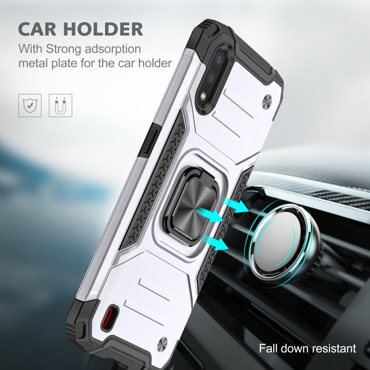 For Samsung Galaxy A01 Magnetic Armor Shockproof TPU + PC Case with Metal Ring Holder