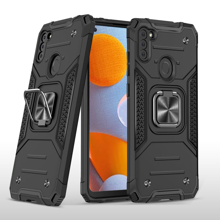 For Samsung Galaxy A11 (EU Version) Magnetic Armor Shockproof TPU + PC Case with Metal Ring Holder