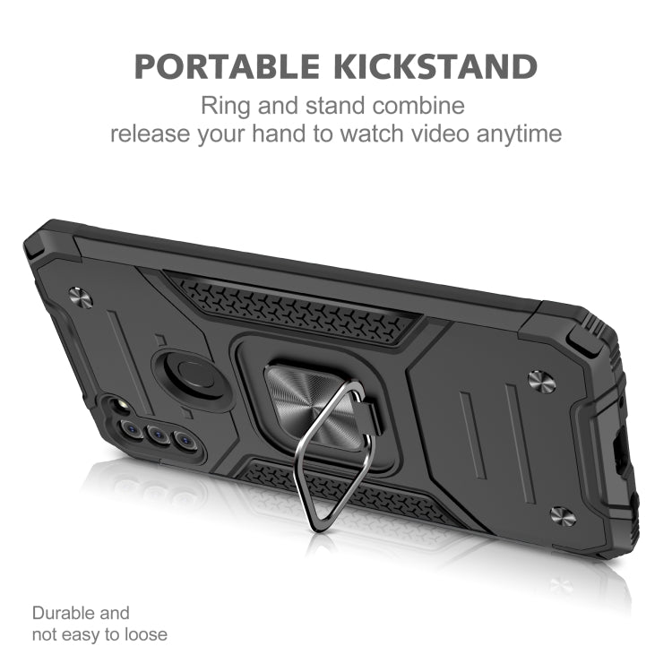 For Samsung Galaxy A11 (EU Version) Magnetic Armor Shockproof TPU + PC Case with Metal Ring Holder