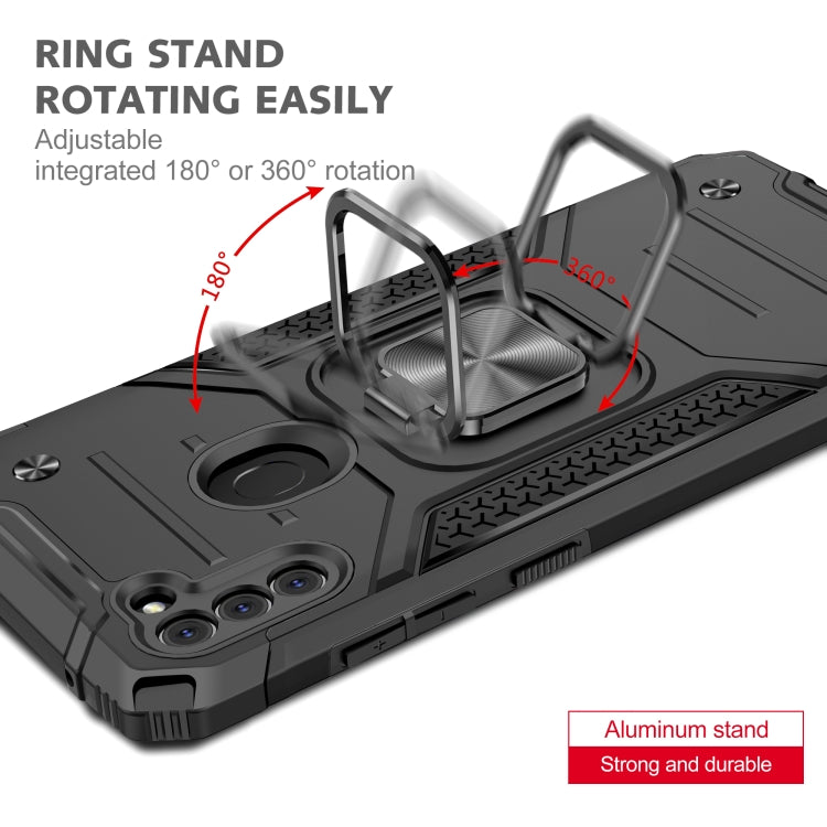 For Samsung Galaxy A11 (EU Version) Magnetic Armor Shockproof TPU + PC Case with Metal Ring Holder