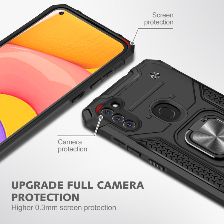 For Samsung Galaxy A11 (EU Version) Magnetic Armor Shockproof TPU + PC Case with Metal Ring Holder