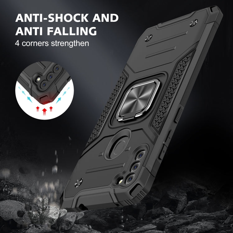For Samsung Galaxy A11 (EU Version) Magnetic Armor Shockproof TPU + PC Case with Metal Ring Holder