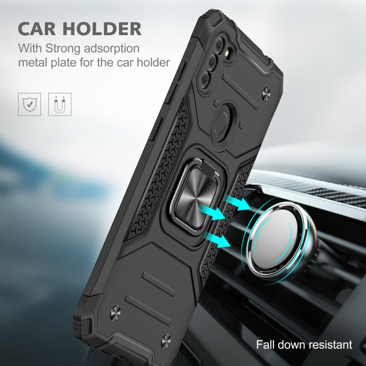 For Samsung Galaxy A11 (EU Version) Magnetic Armor Shockproof TPU + PC Case with Metal Ring Holder