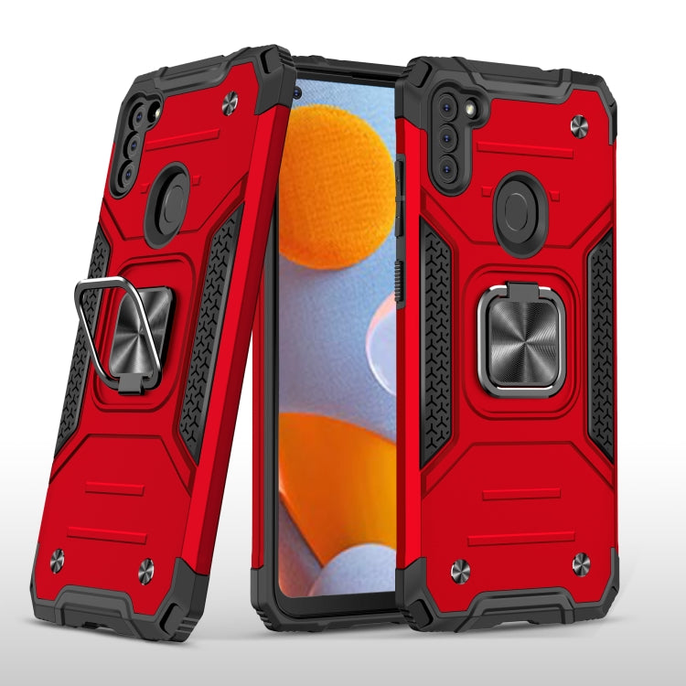 For Samsung Galaxy A11 (EU Version) Magnetic Armor Shockproof TPU + PC Case with Metal Ring Holder