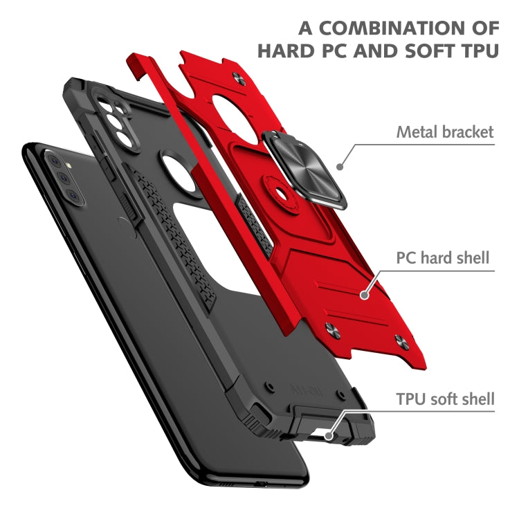 For Samsung Galaxy A11 (EU Version) Magnetic Armor Shockproof TPU + PC Case with Metal Ring Holder