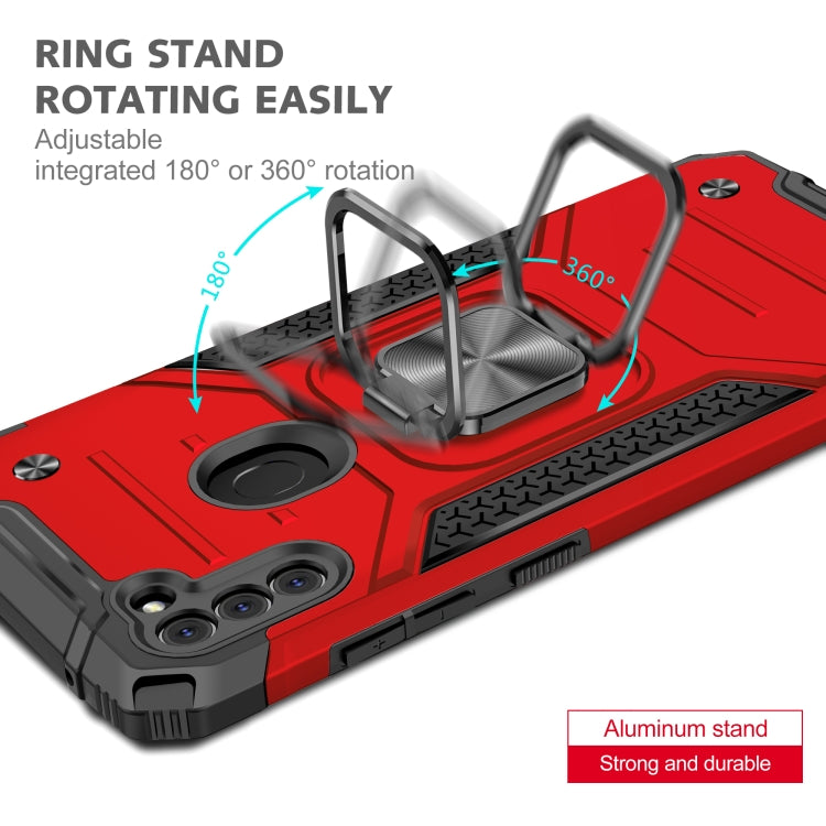 For Samsung Galaxy A11 (EU Version) Magnetic Armor Shockproof TPU + PC Case with Metal Ring Holder