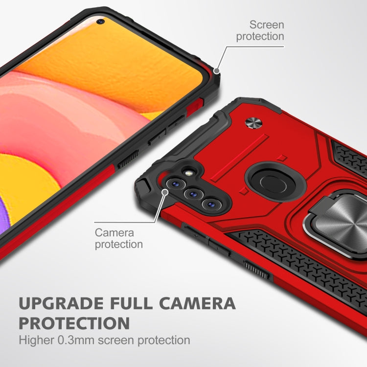 For Samsung Galaxy A11 (EU Version) Magnetic Armor Shockproof TPU + PC Case with Metal Ring Holder