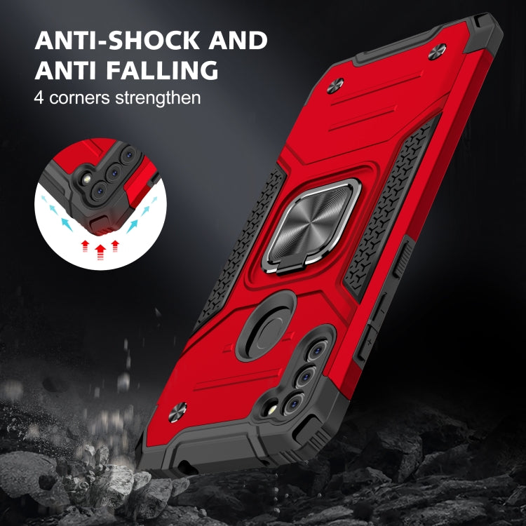 For Samsung Galaxy A11 (EU Version) Magnetic Armor Shockproof TPU + PC Case with Metal Ring Holder