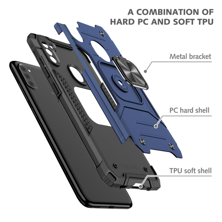 For Samsung Galaxy A11 (EU Version) Magnetic Armor Shockproof TPU + PC Case with Metal Ring Holder
