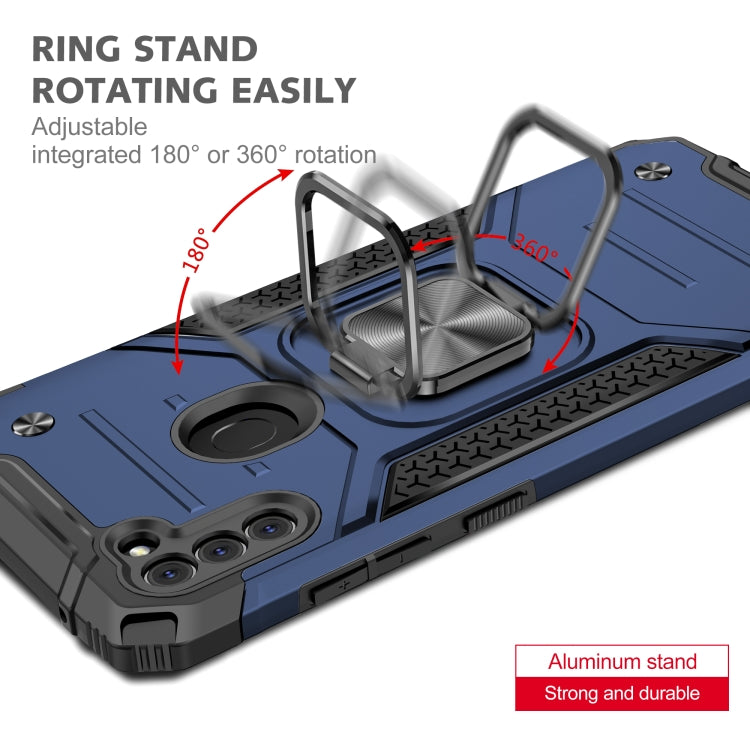 For Samsung Galaxy A11 (EU Version) Magnetic Armor Shockproof TPU + PC Case with Metal Ring Holder