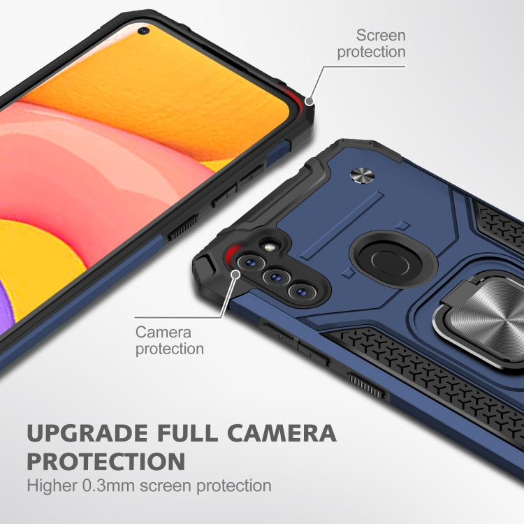 For Samsung Galaxy A11 (EU Version) Magnetic Armor Shockproof TPU + PC Case with Metal Ring Holder