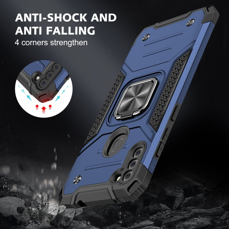 For Samsung Galaxy A11 (EU Version) Magnetic Armor Shockproof TPU + PC Case with Metal Ring Holder