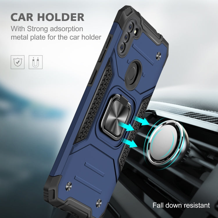 For Samsung Galaxy A11 (EU Version) Magnetic Armor Shockproof TPU + PC Case with Metal Ring Holder