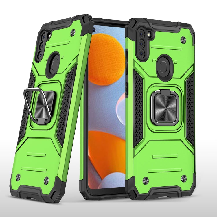 For Samsung Galaxy A11 (EU Version) Magnetic Armor Shockproof TPU + PC Case with Metal Ring Holder