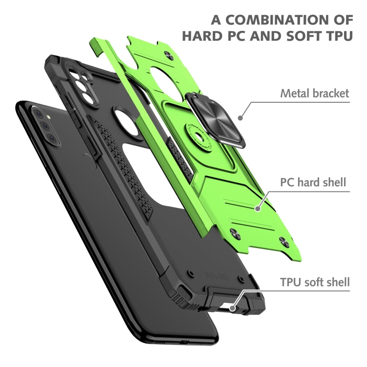 For Samsung Galaxy A11 (EU Version) Magnetic Armor Shockproof TPU + PC Case with Metal Ring Holder