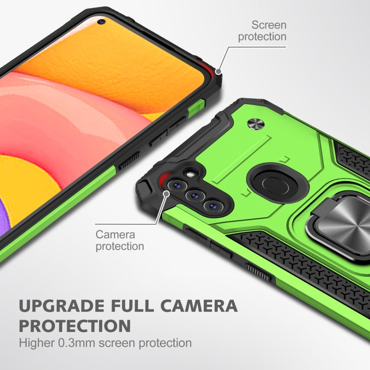 For Samsung Galaxy A11 (EU Version) Magnetic Armor Shockproof TPU + PC Case with Metal Ring Holder