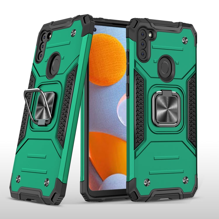 For Samsung Galaxy A11 (EU Version) Magnetic Armor Shockproof TPU + PC Case with Metal Ring Holder
