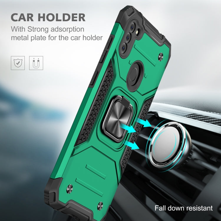For Samsung Galaxy A11 (EU Version) Magnetic Armor Shockproof TPU + PC Case with Metal Ring Holder