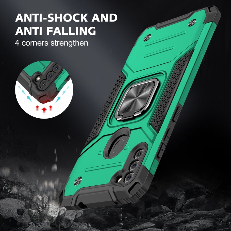For Samsung Galaxy A11 (EU Version) Magnetic Armor Shockproof TPU + PC Case with Metal Ring Holder