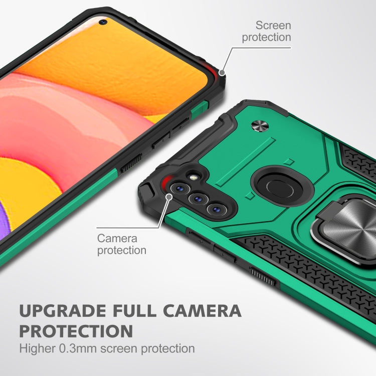 For Samsung Galaxy A11 (EU Version) Magnetic Armor Shockproof TPU + PC Case with Metal Ring Holder