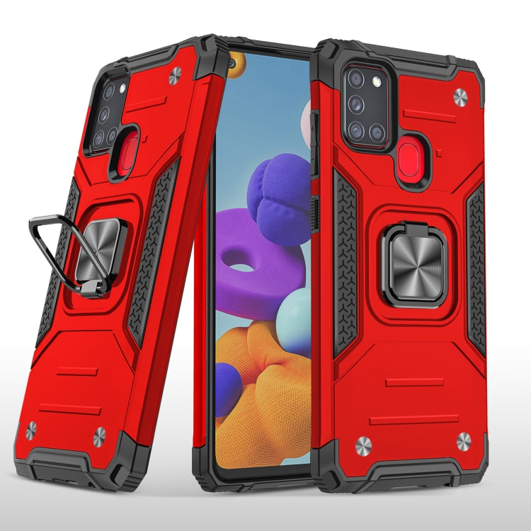 For Samsung Galaxy A21s Magnetic Armor Shockproof TPU + PC Case with Metal Ring Holder