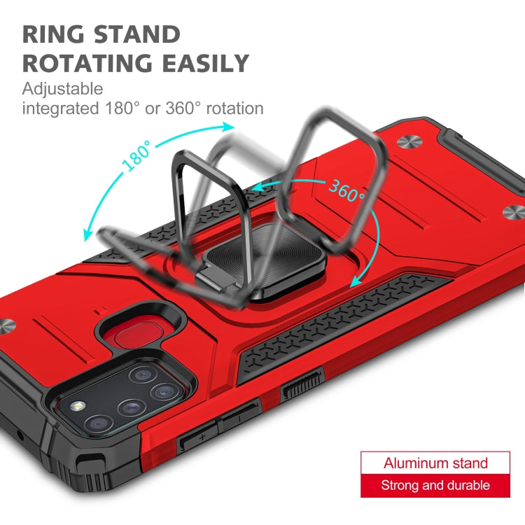 For Samsung Galaxy A21s Magnetic Armor Shockproof TPU + PC Case with Metal Ring Holder