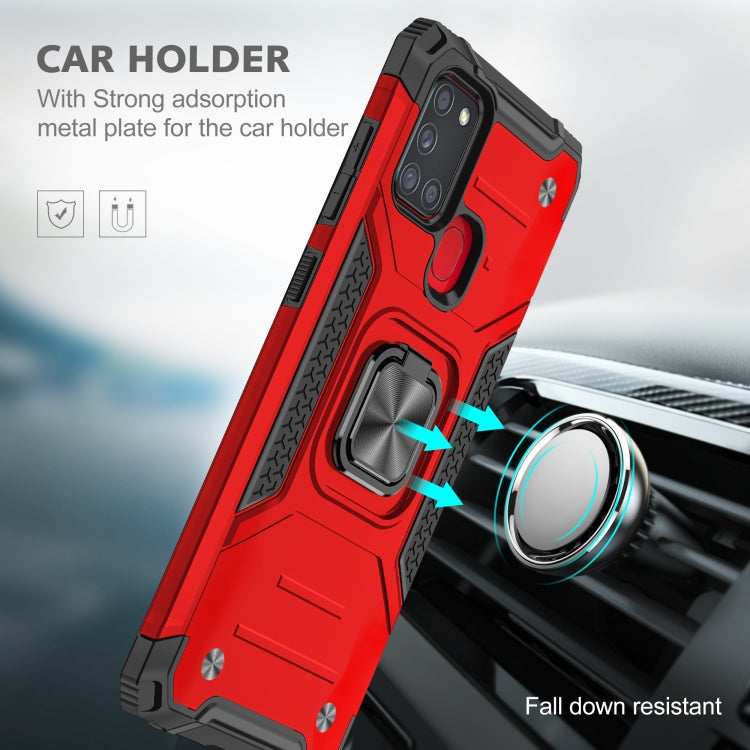 For Samsung Galaxy A21s Magnetic Armor Shockproof TPU + PC Case with Metal Ring Holder